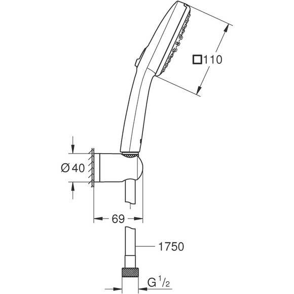 Лійка для душу Grohe QuickFix Vitalio Comfort 110 26399001 (дворежимна, зі шлангом та тримачем), Колір виробника: хром, фото , изображение 11