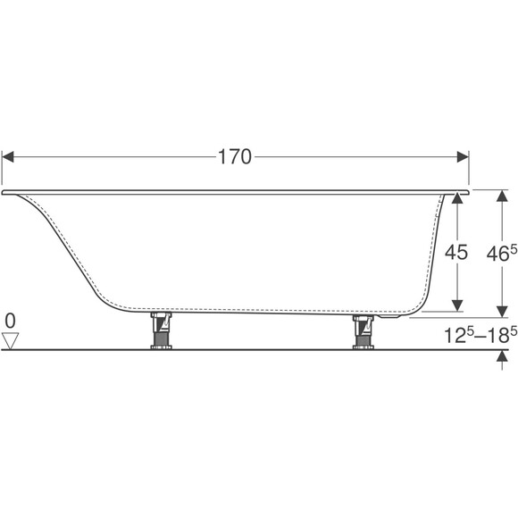 Акриловая ванна Geberit Soana 554.014.01.1 (170x75 см, с ножками), Доступные размеры: 170 x 75, фото 3