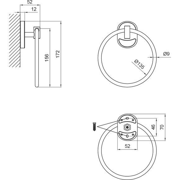 Полотенцедержатель Lidz Oreo 0305 Chrome (LDORE0305CRM22162, кольцо), фото 4