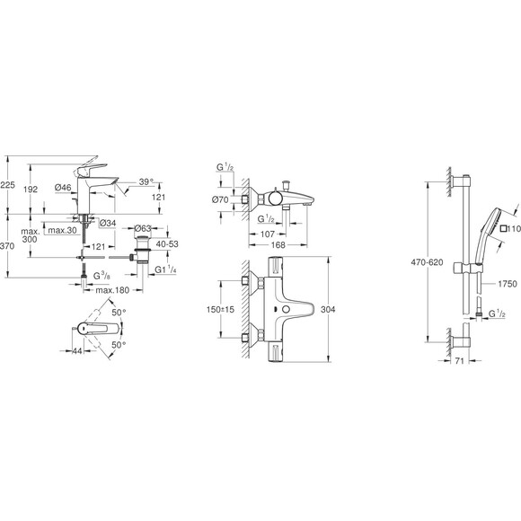 Комплект смесителей для ванной комнаты Grohe QuickFix Start M-Size UA202304TS (23455002+34567000+26398001), фото 20