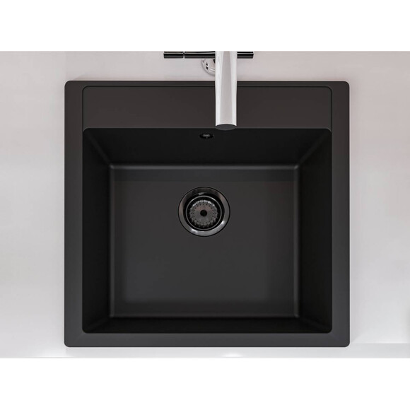 Мийка для кухні Miraggio Bodrum 510 Black Shine 0002245 (50x49, чорна, із сифоном), Доступні розміри: 51 x 50, Колір виробника: чорний, фото , изображение 4