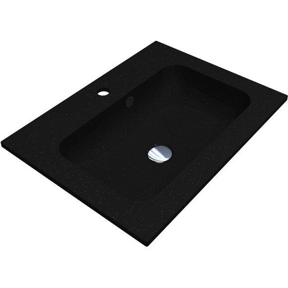 Раковина Miraggio Della 600 Mirastone Black Shine 8813403 (60x45 см, черная), Доступные размеры: 60 x 45, Цвет производителя: черный, Технология производства: Mirastone, фото 