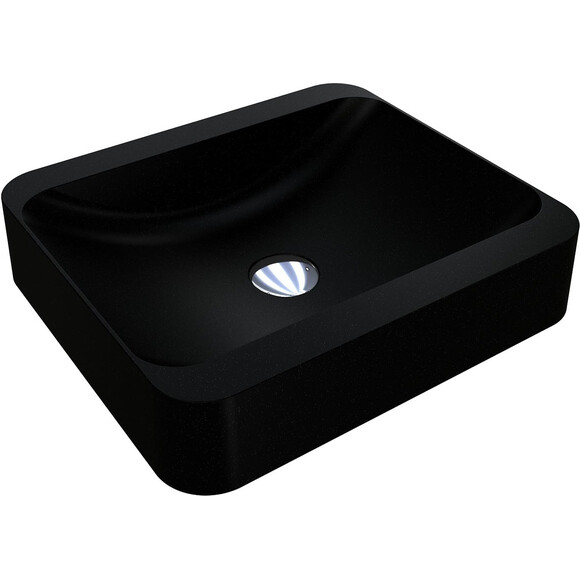 Раковина Miraggio Geneva Mirastone Black Shine 8813464 (44x39 см, чорна), Технологія виробництва: Mirastone, Колір виробника: чорний, фото 