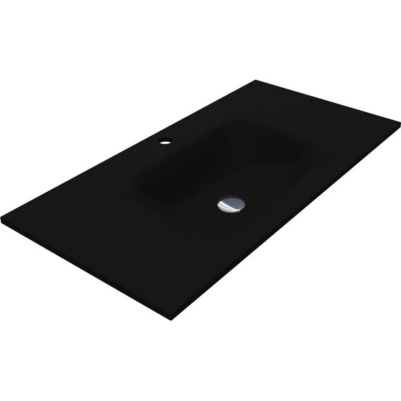 Раковина Miraggio Jessel 1000 Mirastone Black Shine 8813468 (100x45 см, чорна, з крилом), Доступні розміри: 100 x 45, Колір виробника: чорний, Технологія виробництва: Mirastone, фото 