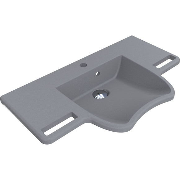 Умывальник Miraggio Krakow Mirastone Gray 8813471 (80x45 см, серый, с крылом и полотенцедержателем), Цвет производителя: серый, Технология производства: Mirastone, фото 
