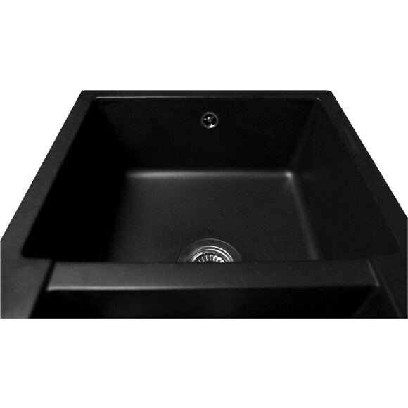 Мойка для кухни Miraggio Lapas Black Shine 0002247 (78x48 см, черная, с фруктовницей, с сифоном), Цвет производителя: черный, фото 9