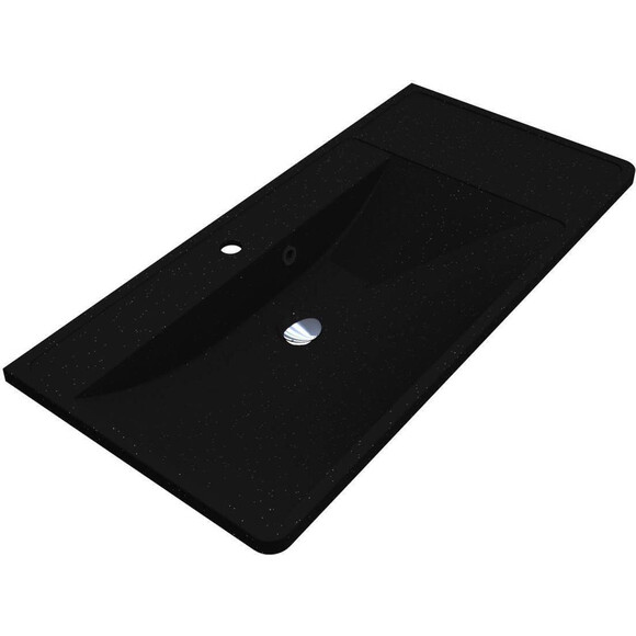Умивальник Miraggio Sacramento Mirastone Black Shine 8813474 (100x48 см, чорний, з крилом), Колір виробника: чорний, Технологія виробництва: Mirastone, фото 