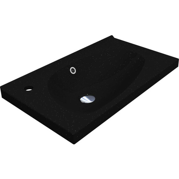 Раковина Miraggio Titania Mirastone Black Shine 8813477 (69x39 см, чорна), Колір виробника: чорний, Технологія виробництва: Mirastone, фото 