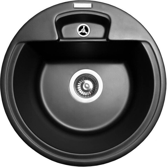 Мойка для кухни Miraggio Valencia Black Shine 0002424 (44x44 см, черная, с сифоном), Цвет производителя: черный, фото 