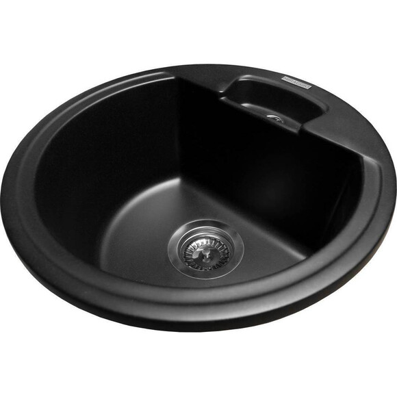 Мойка для кухни Miraggio Valencia Black Shine 0002424 (44x44 см, черная, с сифоном), Цвет производителя: черный, фото 5