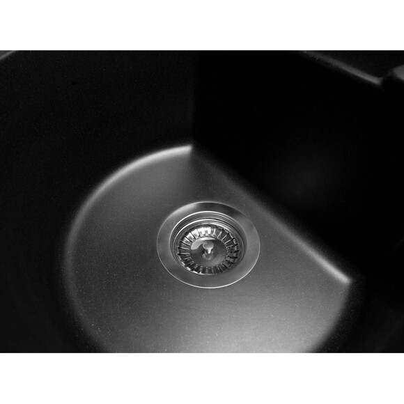 Мойка для кухни Miraggio Valencia Black Shine 0002424 (44x44 см, черная, с сифоном), Цвет производителя: черный, фото 7
