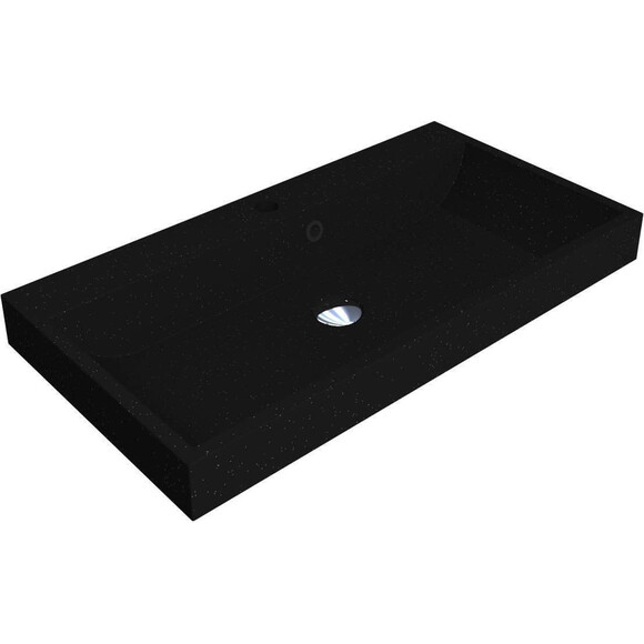 Раковина Miraggio Varna 800 Mirastone Black Shine 0002617 (79x41 см, черная), Доступные размеры: 79 x 42, Цвет производителя: черный, Технология производства: Mirastone, фото 