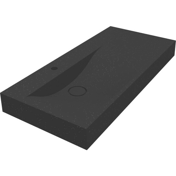 Раковина Miraggio Viola 1000 L Mirastone Black Shine 8813479 (100x46 см, черная, с крылом), Доступные размеры: 100 x 46 L, Цвет производителя: черный, Технология производства: Mirastone, фото 