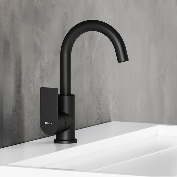 Смеситель для умывальника Damixa Apollo 470220300 (черный матовый), Цвет производителя: черный матовый, фото 3