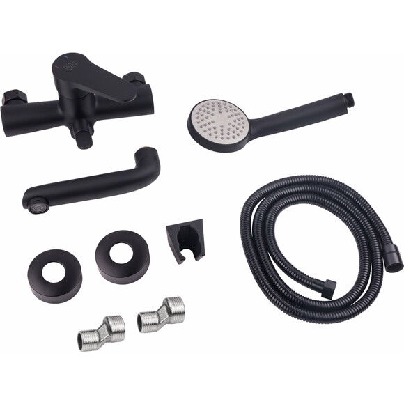 Смеситель для ванны Lidz Nicole 006 Black Matt (LDNIC006BLA35180, черный матовый, с лейкой и шлангом), фото 5