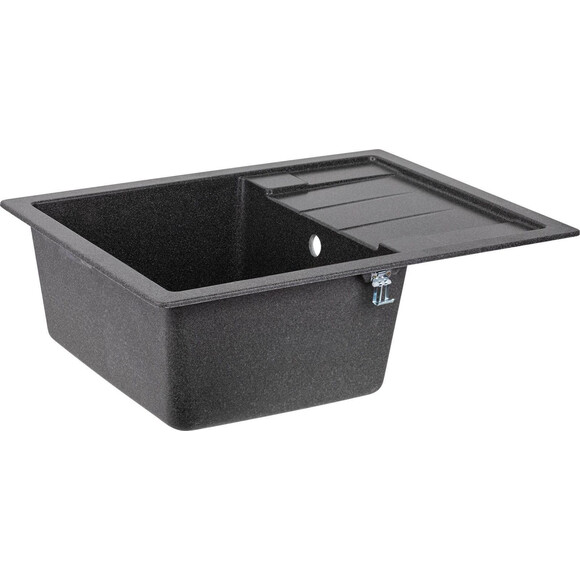 Мийка для кухні Lidz GRF-13 (LIDZGRF13650500200, 65x49.5 см, матова графітова, з сифоном), фото , изображение 3