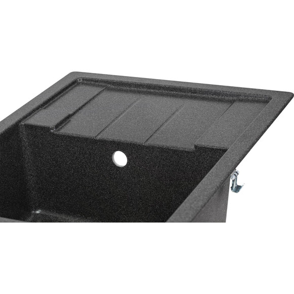 Мийка для кухні Lidz GRF-13 (LIDZGRF13650500200, 65x49.5 см, матова графітова, з сифоном), фото , изображение 4