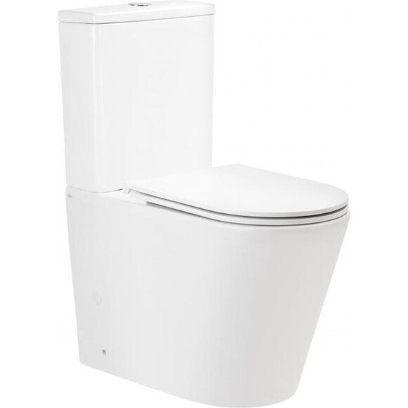 Безобідковий унітаз-компакт Qtap Scorpio Ultra Quiet QT14222125AUQW (воронкоподібний, з сидінням), фото 