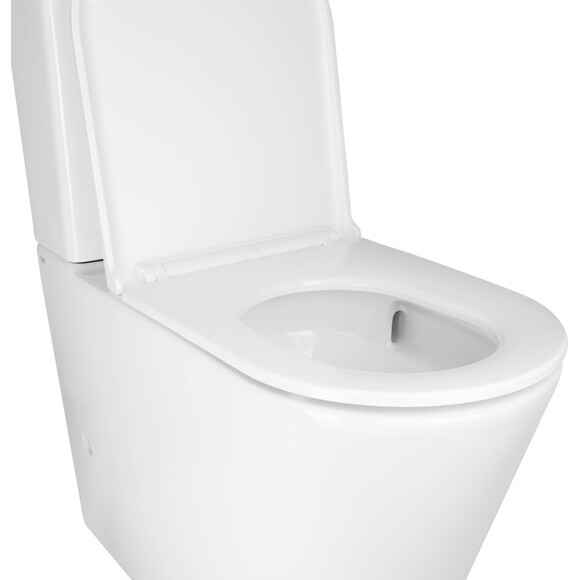 Безобідковий унітаз-компакт Qtap Scorpio Ultra Quiet QT14222125AUQW (воронкоподібний, з сидінням), фото , изображение 2