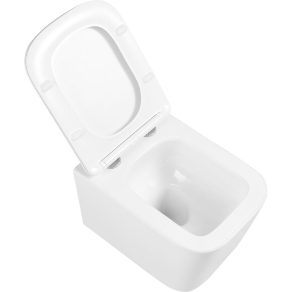 Безобідковий підвісний унітаз Qtap Crow Ultra Quiet QT05335171W (воронкоподібний, з сидінням), фото , изображение 4