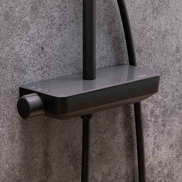 Душевая система Damixa Scandinavian Pure 936780300 (черная матовая, с полкой), Цвет производителя: черный матовый, фото 5