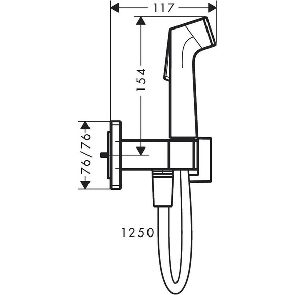 Гигиенический душ с вентилем Hansgrohe Bidette 1jet E White Matt 29233700 (белый матовый, внешняя часть), Цвет производителя: белый матовый, фото 2
