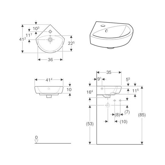 Умывальник Geberit Selnova 500.326.01.5 (41x41 см, угловой), фото 2