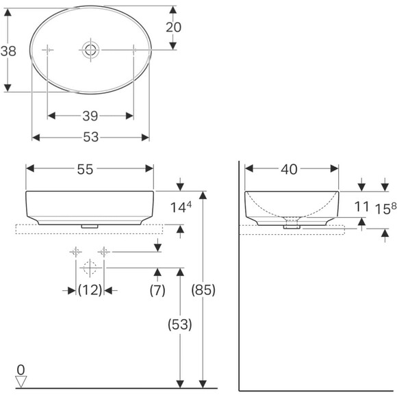 Умивальник Geberit VariForm 500.771.01.2 (55x40 см), фото , изображение 2