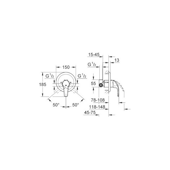 Смеситель скрытого монтажа для душа Grohe Eurosmart New 33556001 (внутренняя часть в комплекте), фото 2