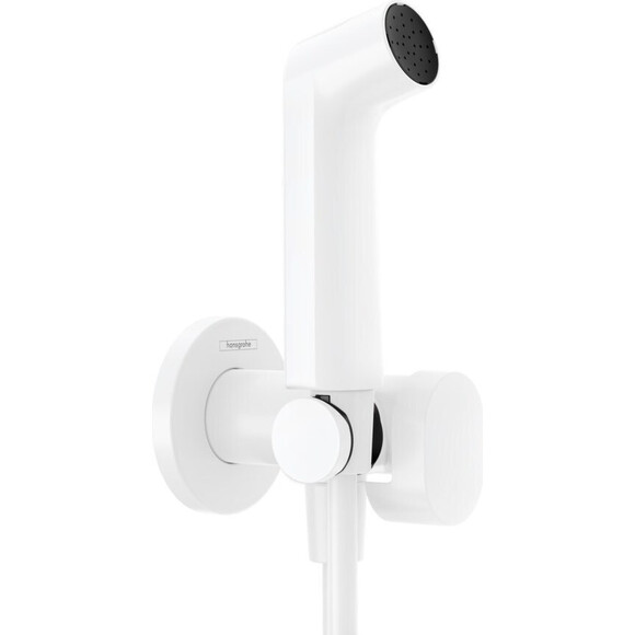 Гігієнічний душ із вентилем Hansgrohe Bidette 1jet S White Matt 29232700 (білий матовий, зовнішня частина), Колір виробника: білий матовий, фото 