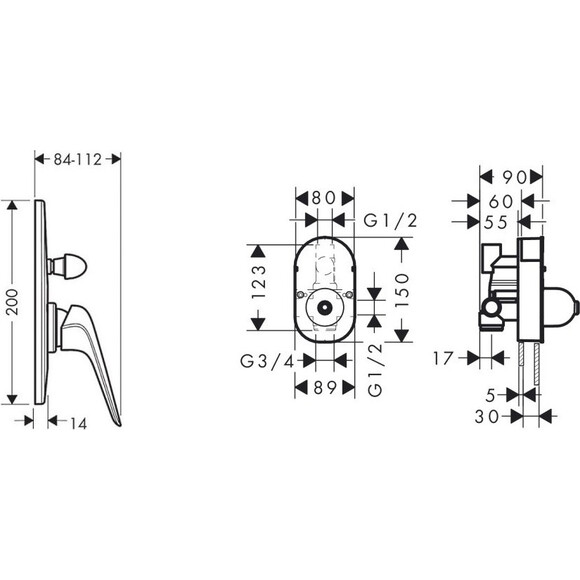 Змішувач прихованого монтажу Hansgrohe Novus 71047000+31741180 (внутрішня частина в комплекті), фото , изображение 2