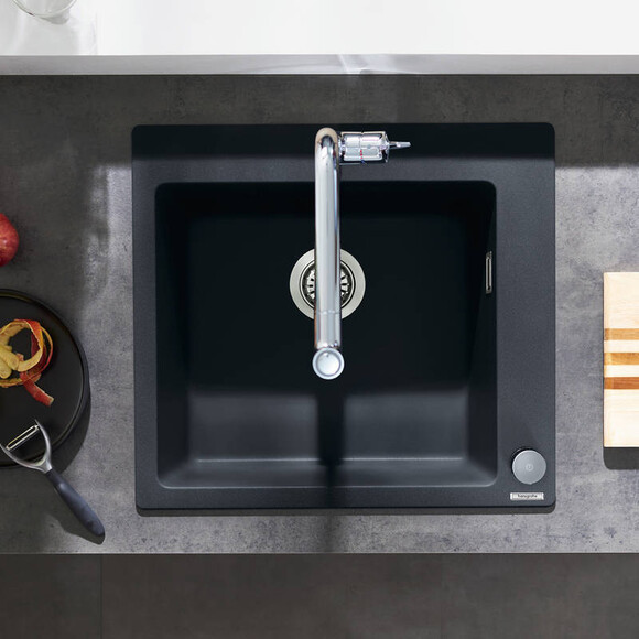 Мойка для кухни Hansgrohe S51 Graphiteblack 43312170 (S510-F450, 55x50 см, черный графит), Доступные размеры: 55 x 50, Цвет производителя: черный графит, фото 4