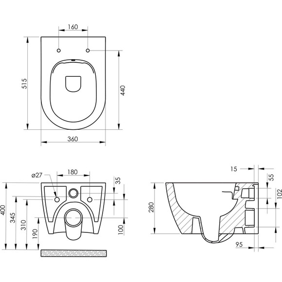 Безободковый подвесной унитаз Volle Virgo 1324.491007 (с биде и сиденьем), фото 4