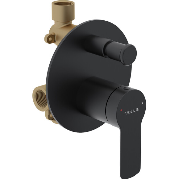Смеситель скрытого монтажа для ванны Volle Libra Black Matt 1521.030204 (черный матовый, внутренняя часть в комплекте), Цвет производителя: черный матовый, фото 