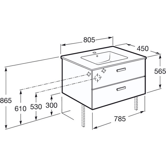 Підвісна тумба Roca Victoria Basic A856576806 (80 см, біла глянсова, підвісна), фото , изображение 2