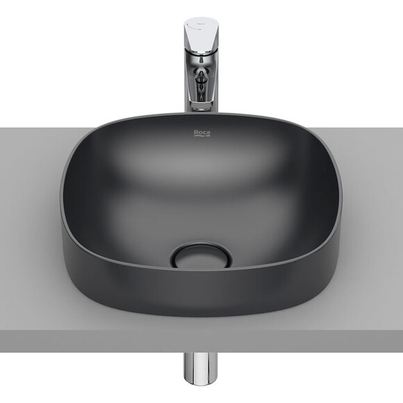 Умивальник Roca Inspira A32750R640 (37x37 см, чорний матовий), Доступні розміри: 37 x 37, Колір виробника: чорний матовий, фото 