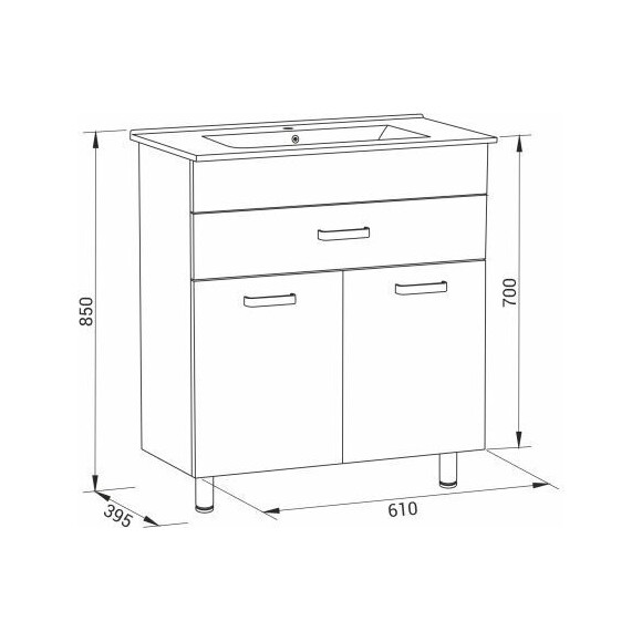 Тумба RJ Velum-L с умывальником RJ Jenor RJFU037-4160GRSET (RJFU037-4160GR+RZJ610, 60 см, серая, напольная), Доступные размеры: 60, Цвет производителя: серый, фото 2
