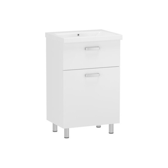 Тумба RJ Flora-L з умивальником Cersanit Moduo RJFU042-0160WHSET (RJFU042-0160WH + K116-011, 60 см, біла глянсова, підлогова), Доступні розміри: 60, Колір виробника: білий глянець, фото 