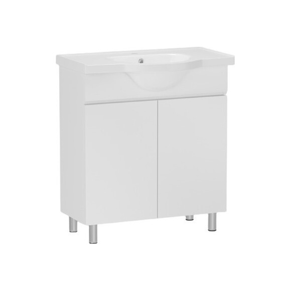 Тумба RJ Lotus-XO с умывальником RJ Lotus RJFU048-0155WHSET (RJFU048-0155WH+RZJ200, 55 см, белая глянцевая, напольная), фото 