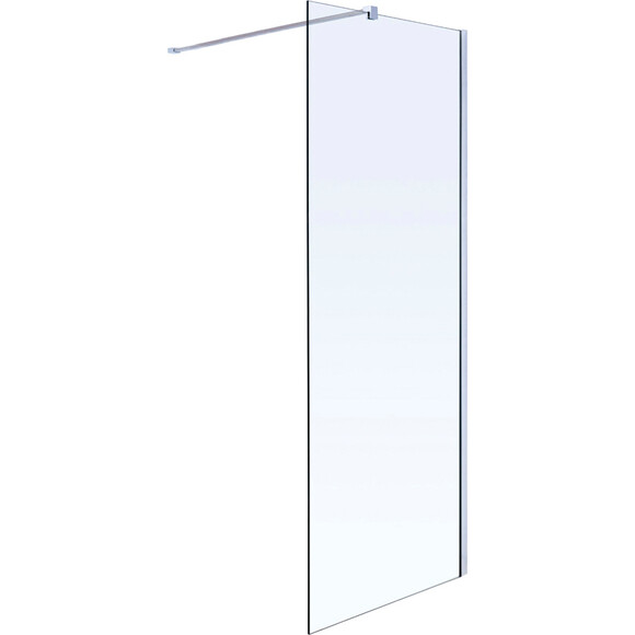 Комплект Walk-In: Стiнка 100*190см прозоре скло 8мм + Профiль стiновий хром 190см+Тримач скла (D) з крiпленнями 100см, фото 