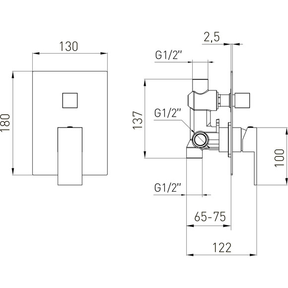 Змішувач прихованого монтажу для ванни Volle Pardo Gold 1548.030215 (золотий, внутрішня частина в комплекті), Колір виробника: золото, фото , изображение 2