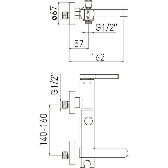 Смеситель для ванны Volle Mora Chrome/Black Matt 1537.030125 (хром/черный матовый), Цвет производителя: хром, черный матовый, фото 2