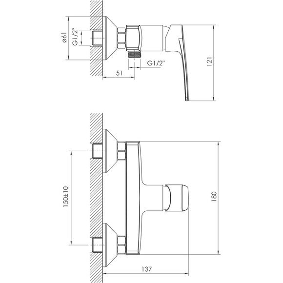Душова система Imprese Bila Desne із змішувачем Imprese Kampa SET20230911 (015285+T-00260SQ), фото , изображение 4