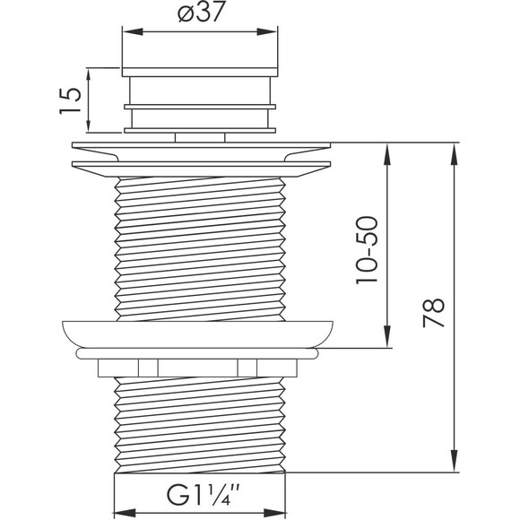 Донный клапан Volle Chrome 9000.104037 (без перелива), фото 2