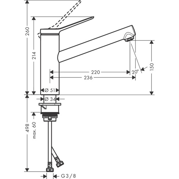 Смеситель для кухни Hansgrohe Zesis M33 Black Matt 74802670 (черный матовый), Цвет производителя: черный матовый, фото 6