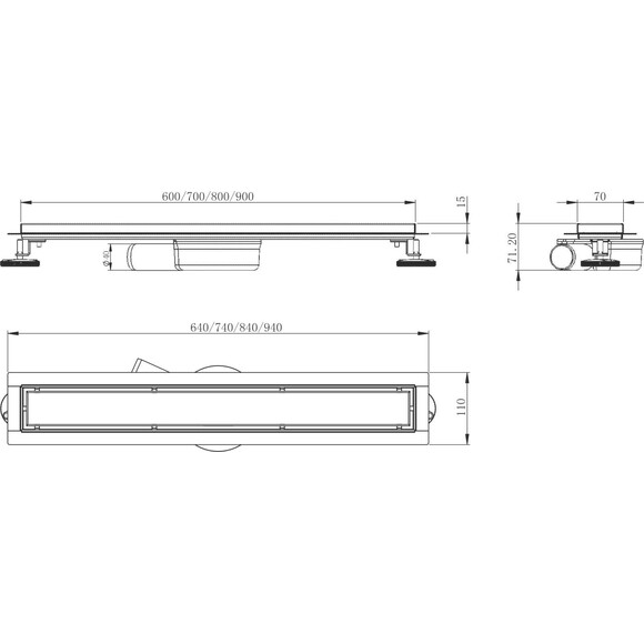 Душовий трап Volle Master Linea Onda Chrome 9046.210414 (60 см, хром), Колір виробника: хром, Доступні розміри: 60, фото , изображение 3