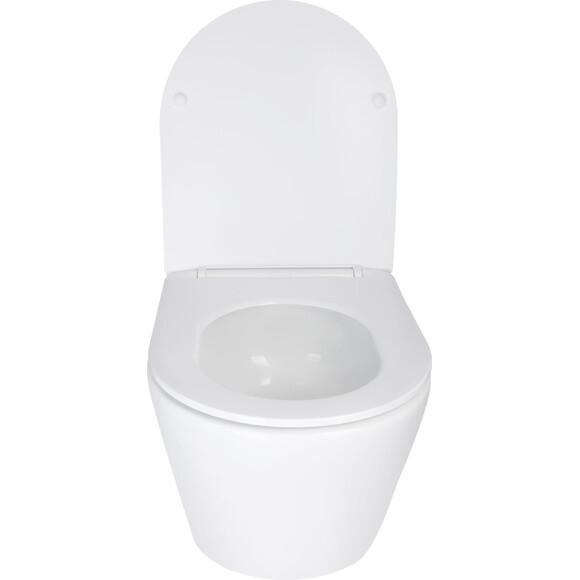 Комплект унитаз с инсталляцией 4 в 1 Qtap QT16335179W45148: подвесной унитаз с сиденьем Swan QT16335179W + инсталляция Nest ST QT0133M425 + клавиша смыва Nest QT0111M06028CRM + звукоизоляционная прокладка, фото 3