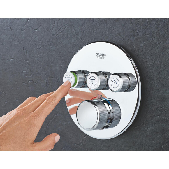 Душова система з термостатом Grohe QuickFix Grohtherm SmartControl&Vitalio Start 250 Round UA202801R3 (прихованого монтажу, з виливом), фото , изображение 5