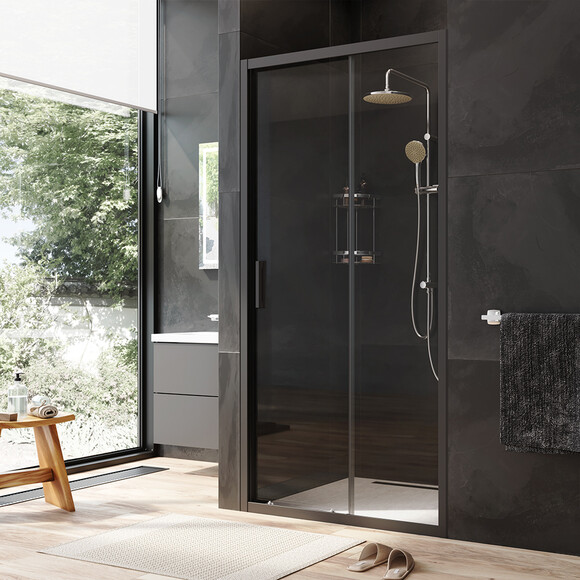 Душевая дверь Am.Pm Gem Solo Slide W90UG-100-1S-195BT (100 см, стекло прозрачное, профиль черный матовый), Доступные размеры: 100, Цвет производителя: черный матовый, фото 5