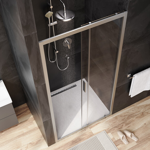 Душові двері Am.Pm Gem Solo Slide W90UG-100-1S-195MT (100 см, прозоре скло, профіль хром матовий), Доступні розміри: 100, Колір виробника: сатин (хром матовий), фото , изображение 3